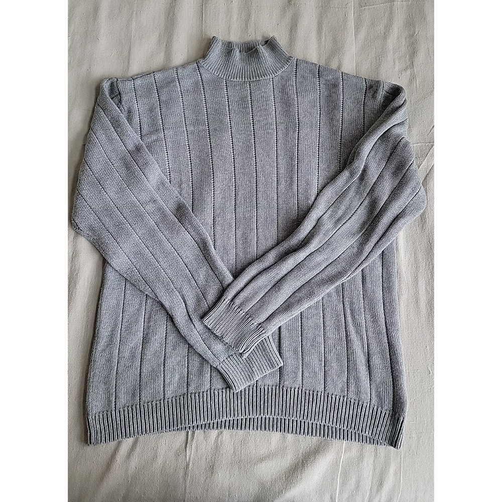 Guess Mens XL Pullover Sweater Gray Ribbed Banded Waist‎ Cotton Knit Casual Dad